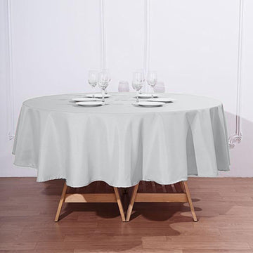Elevate Your Event with the Silver Seamless Polyester Round Tablecloth