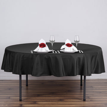Black Seamless Polyester Round Tablecloth 90