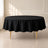 90" Black round tablecloth on a table with golden legs. Perfect for events and parties.