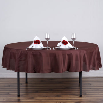 Elevate Your Event Decor with the Chocolate Seamless Polyester Round Tablecloth