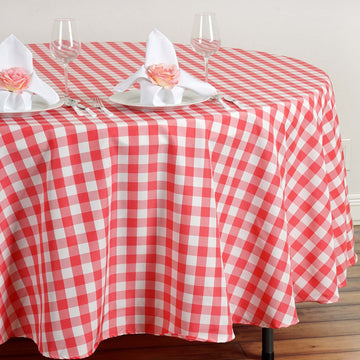 White/Red Gingham Style Picnic Table Linen