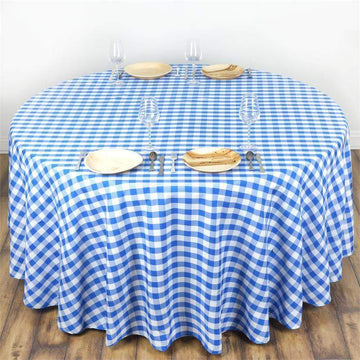 Create a Classy Look with the White/Blue Seamless Checkered Polyester Table Linen