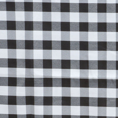 Black and white gingham check pattern fabric texture.