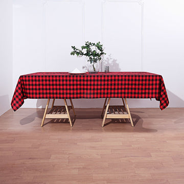 Black/Red Seamless Buffalo Plaid Rectangle Tablecloth