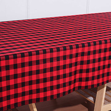 Versatile and Stylish Black/Red Checkered Polyester Tablecloth
