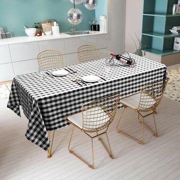 Elegant White/Black Buffalo Plaid Tablecloth for Stylish Event Decor