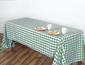 Elevate Your Dining Experience with the White/Green Seamless Buffalo Plaid Rectangle Tablecloth