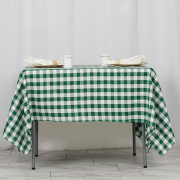 White/Green Seamless Buffalo Plaid Square Tablecloth