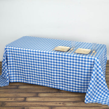 Elegant White/Blue Seamless Buffalo Plaid Rectangle Tablecloth