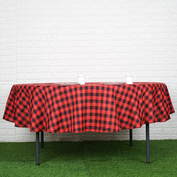Create a Perfect Picnic Style Party Ambiance with the Black/Red Seamless Gingham Picnic Inspired Tablecloth