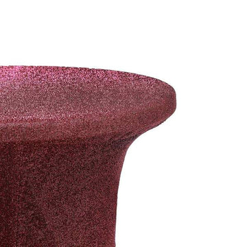 Add a Touch of Elegance with the Burgundy Metallic Shiny Glittered Spandex Cocktail Table Cover