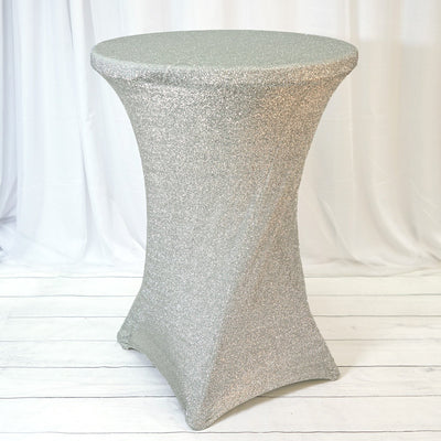 Silver glitter cocktail table cover for events and parties