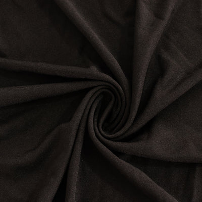 Black stretch fabric with a smooth texture, perfect for various sewing projects.