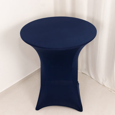 Navy blue stretch table cover for round tables
