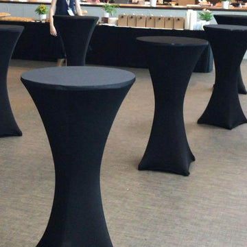 Enhance Your Event Decor with the Black Cocktail Spandex Table Cover