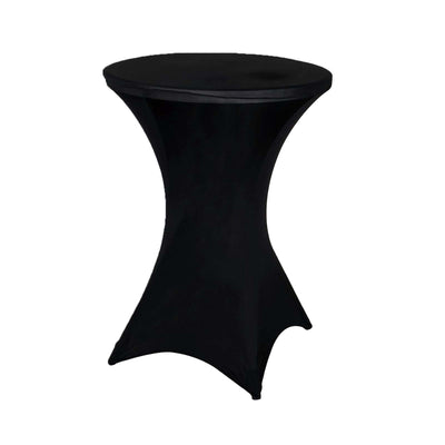 Black stretch table cover for cocktail tables