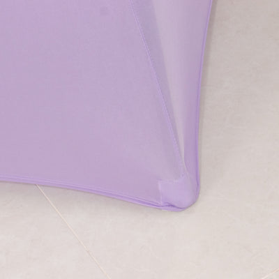 Purple fabric corner detail of a modern decorative item.