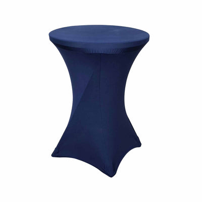Navy blue stretch table cover for round tables