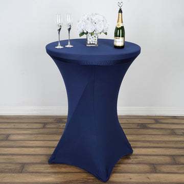 Elevate Your Event with the Navy Blue Cocktail Spandex Table Cover
