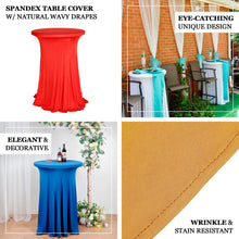 Round Cocktail Table Cover In Black Spandex With Wavy Drapes