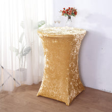 Champagne Crushed Velvet Stretch Fitted Round Highboy Cocktail Table Cover