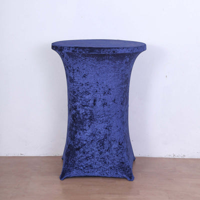 Blue velvet cocktail table cover for events and parties