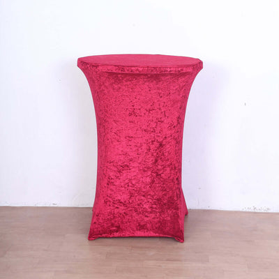 Red stretch table cover for events and parties.