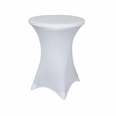 White cocktail table with sleek design and fitted cover