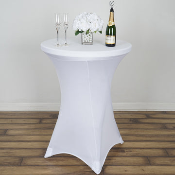 Elegant White Cocktail Spandex Table Cover