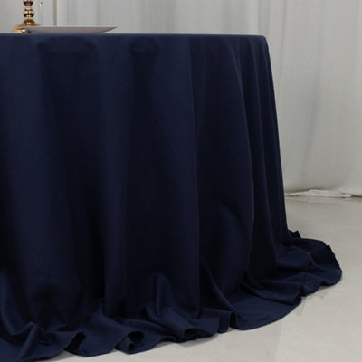 Navy blue tablecloth draping elegantly over a table