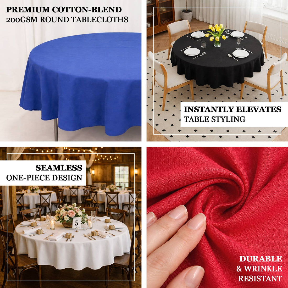 Cotton Blend Round Tablecloth 90