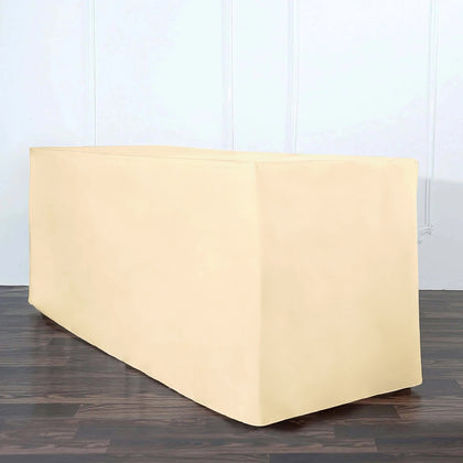 Fitted Polyester Rectangle Tablecloth 72"x30" Beige - Perfect for Standard Tables
