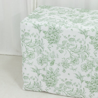 Floral patterned storage box with a white and green design.