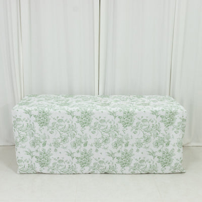 Floral-patterned table cover on a plain backdrop