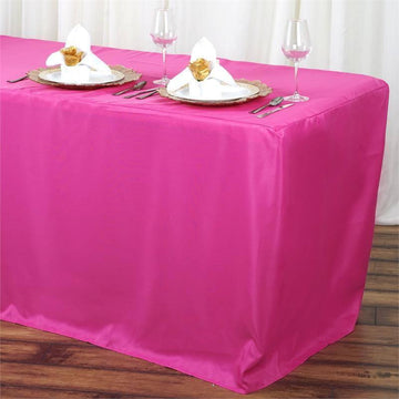 Unleash Your Creativity with the Fuchsia Fitted Polyester Rectangular Table Cover 6ft