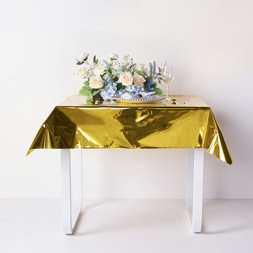 Add a Touch of Elegance with the Gold Metallic Foil Square Tablecloth