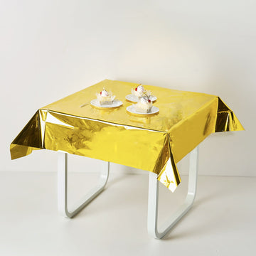Make a Bold Statement with the Gold Metallic Foil Square Tablecloth
