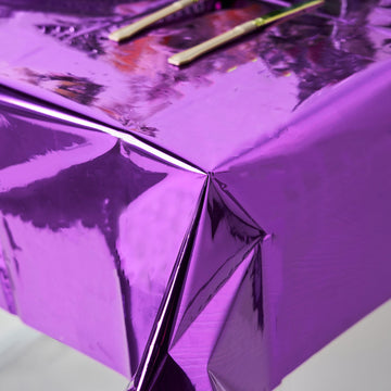 Dress Your Tables in Style with a Disposable Purple Metallic Foil Table Cover