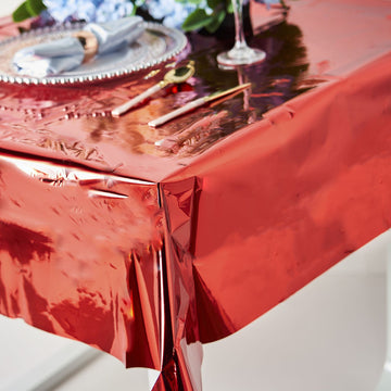 Create an Elegant Ambiance with our Red Metallic Foil Tablecloth
