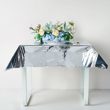 Silver Metallic Foil Square Tablecloth: Add Glamour to Your Event Decor