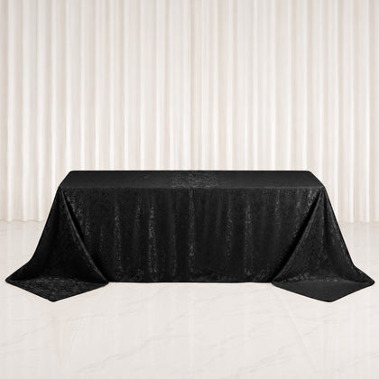 90"x132" Jacquard Tablecloth Rectangular, Black - Abstract Watercolor Pattern