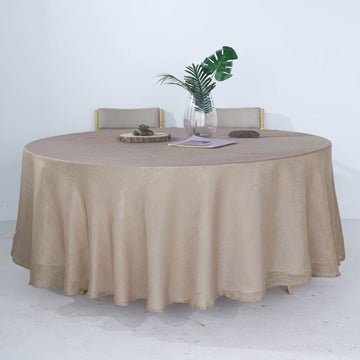 Beige Seamless Linen Round Tablecloth