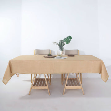 Natural Seamless Rectangular Tablecloth in Slubby Textured