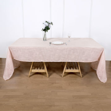Experience the Beauty of Blush with Our Wrinkle Resistant Tablecloth