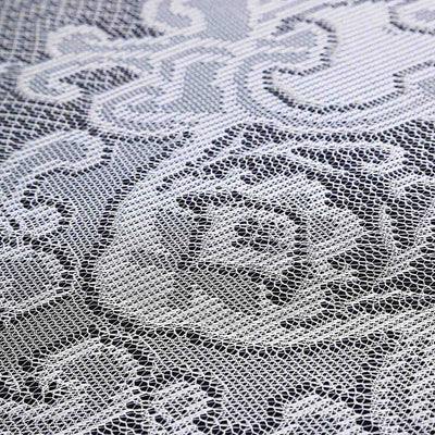 Intricate lace fabric texture in a detailed close-up shot.