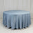 Round blue tablecloth with elegant draping fabric.