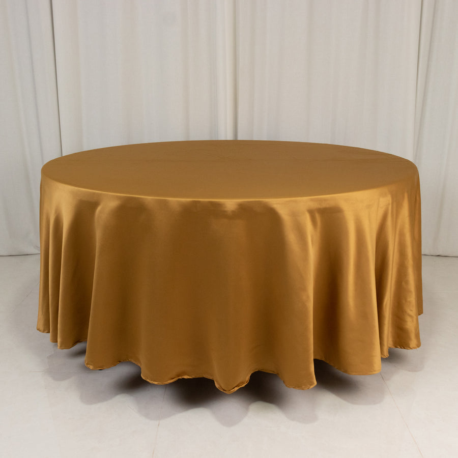 Gold satin tablecloth for elegant weddings and formal events