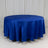 Round blue tablecloth with elegant satin finish on a white backdrop.