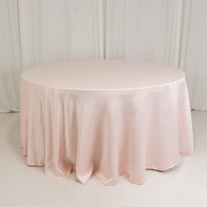 Lamour Satin Round Tablecloth 120" Blush - Seamless Table Cover
