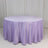 Round lavender tablecloth with a smooth, shiny finish.